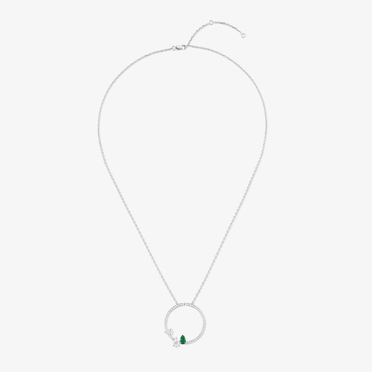 Pendentif Serti sur Vide serti de 2 diamants et d’1 émeraude