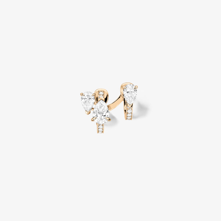 Boucle d'oreille Serti sur Vide sertie de 3 diamants
