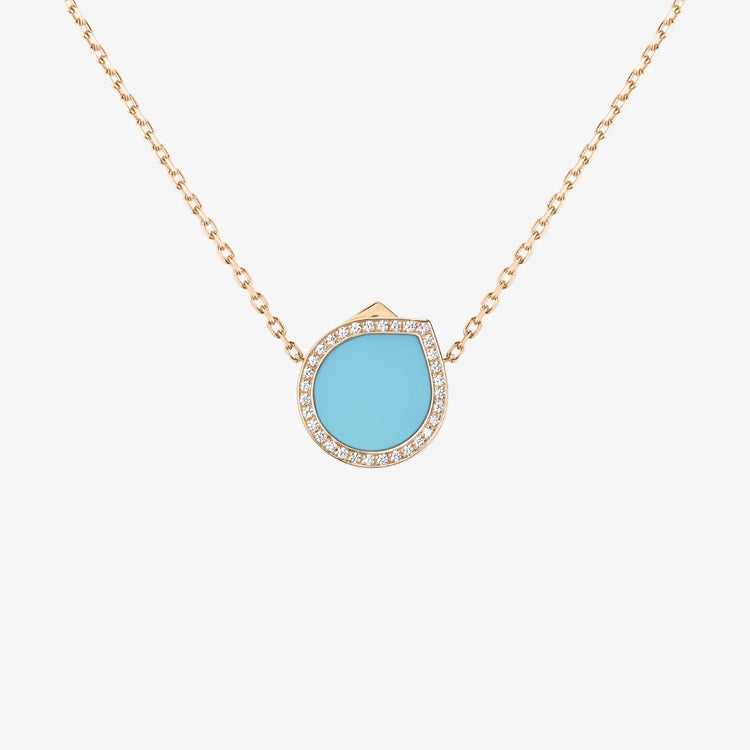 Antifer pendant in pink gold with Turquoise