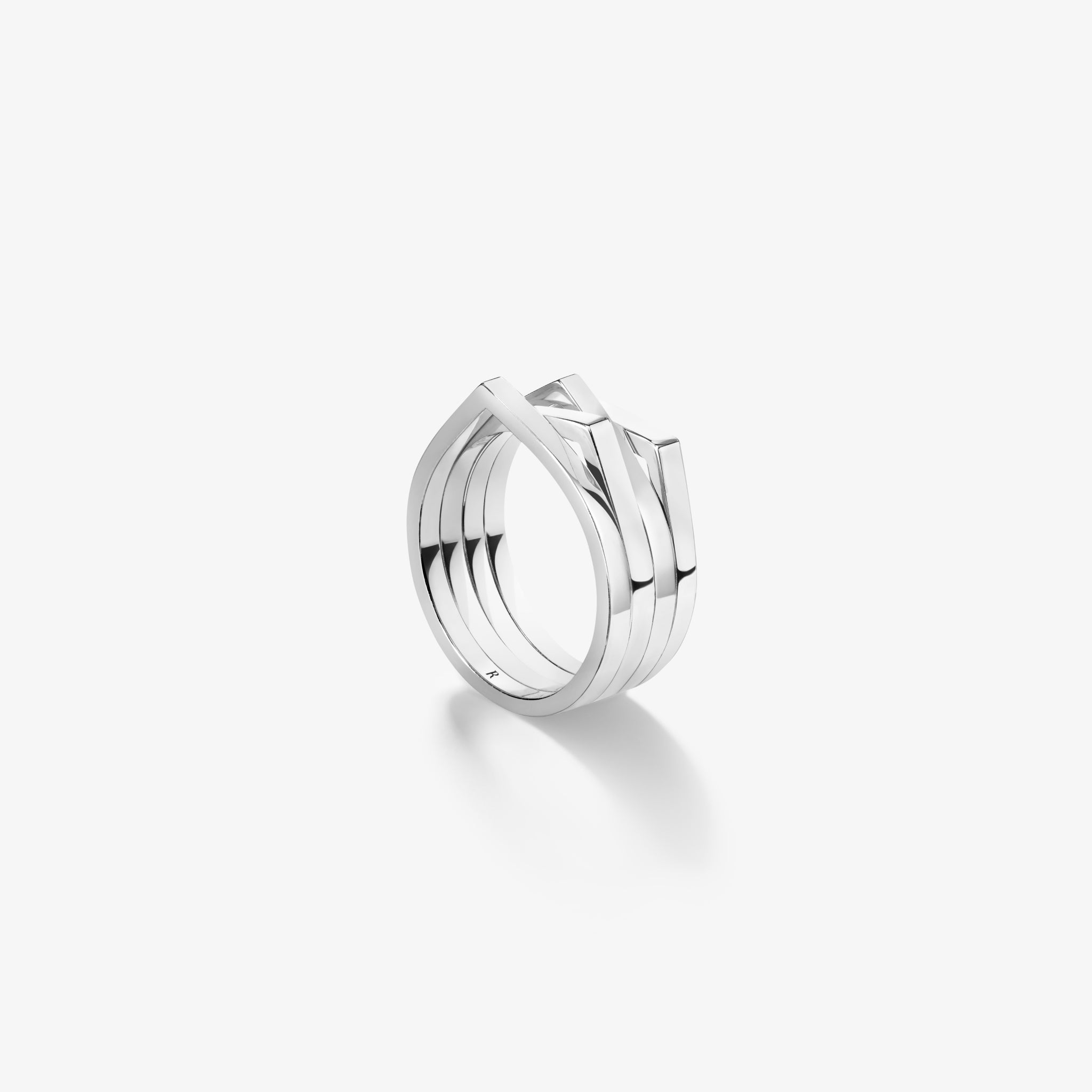 Antifer plain gold 4 rows ring in white gold