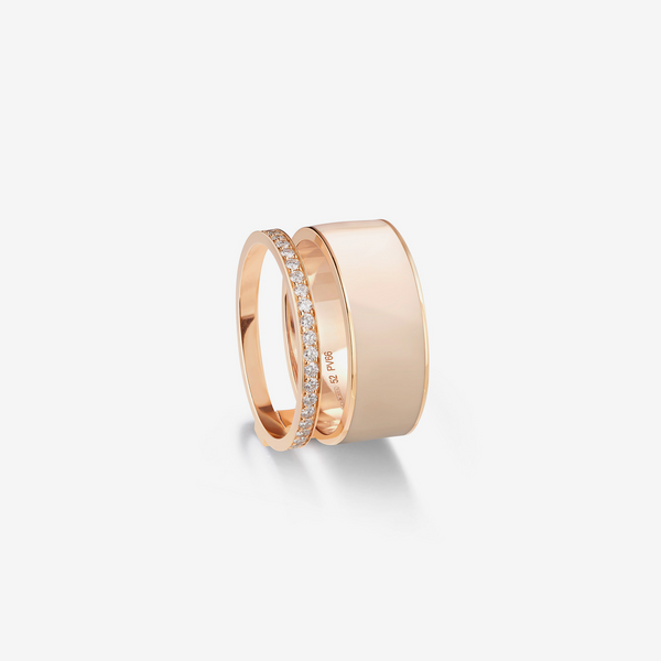 Berbere Chromatic nude ring in pink gold paved with diamonds