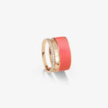 Berbere Chromatic Coral lacquer ring in pink gold paved with diamonds