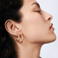 Antifer 2 rows M hoop earring in pink gold paved with diamonds