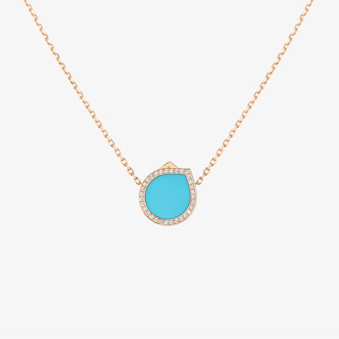 Antifer pendant in pink gold with Turquoise